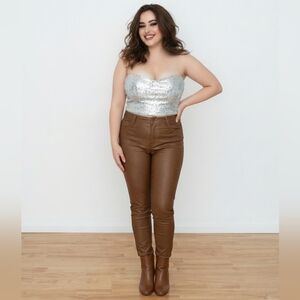 Fashion Nova Chocolate High-Waist Faux Leather Leggings